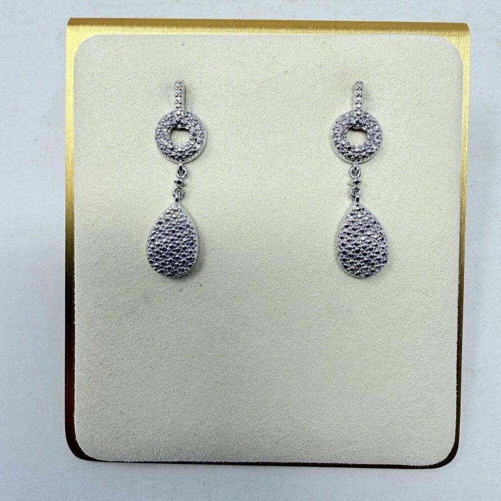 Shop LC Karis Collection Diamond Accent Dangle Earrings Platinum Bond Brass 5365